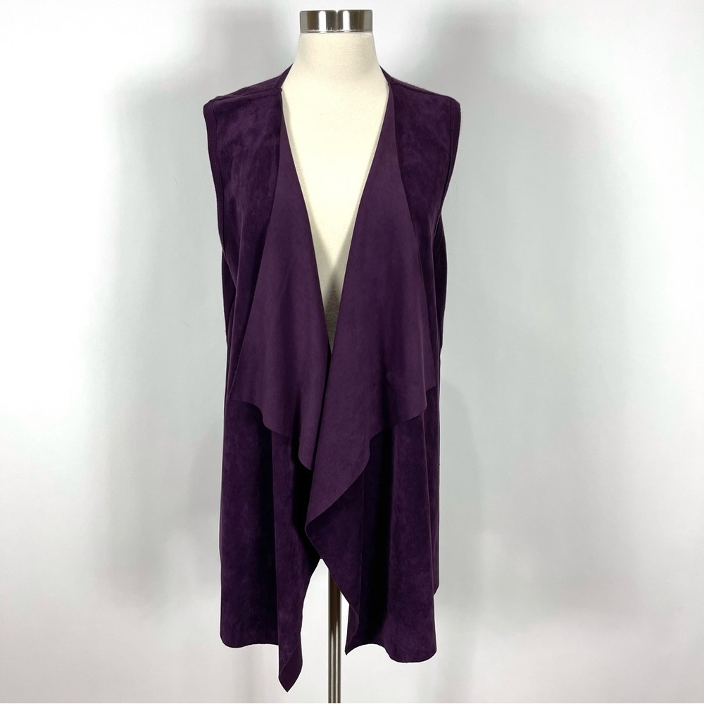 Calvin Klein Knit Deep Purple draped cardigan vest.
